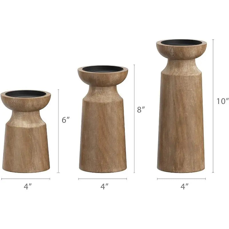 Solid Wood Retro Candlestick Home B & B Table Decoration Candle Holder Wooden Londecor