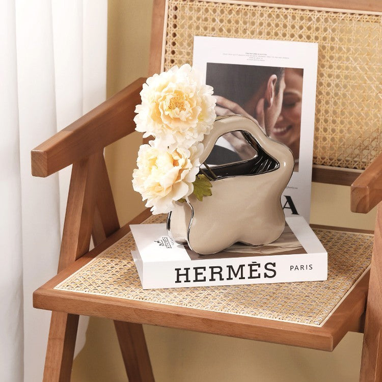 Bag Vase Home Decoration Ceramic Living Room Porch Floral Arrangement