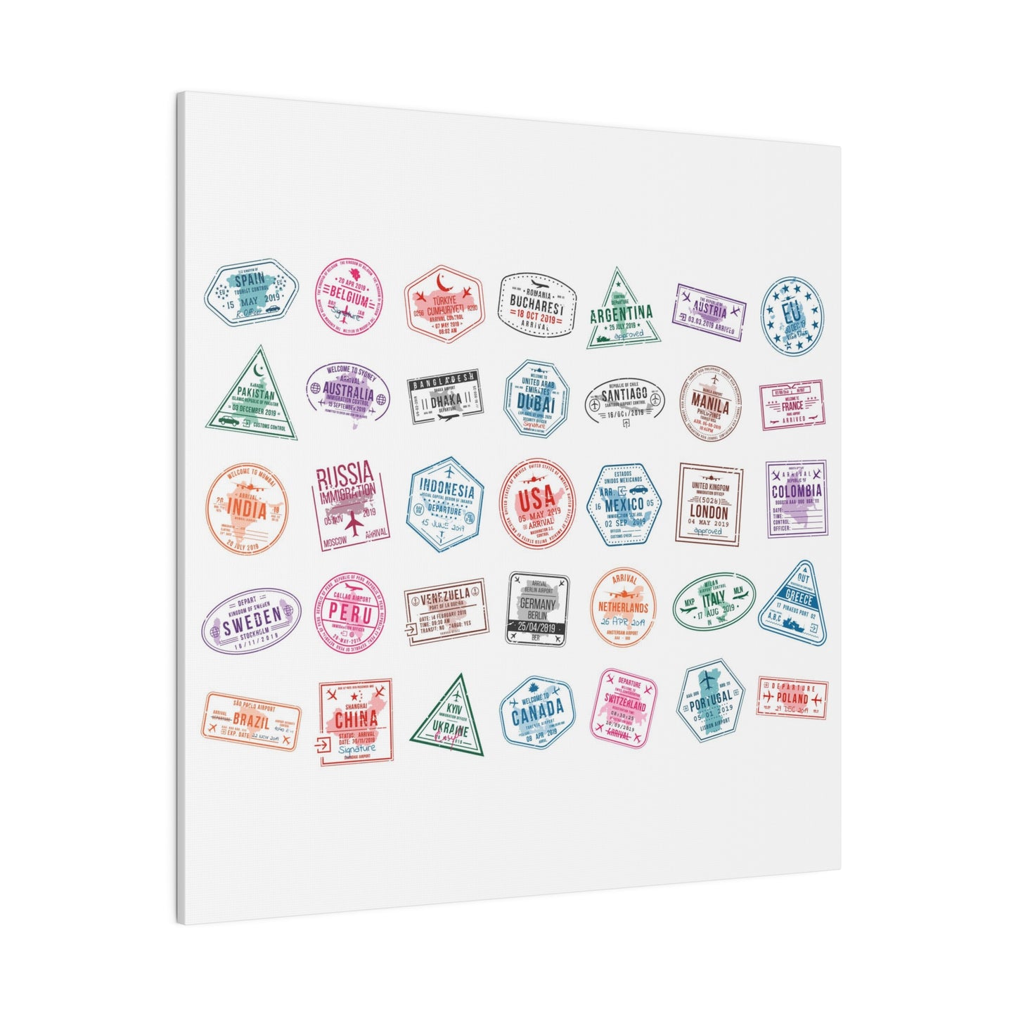Traveller Stamps Canvas Printify