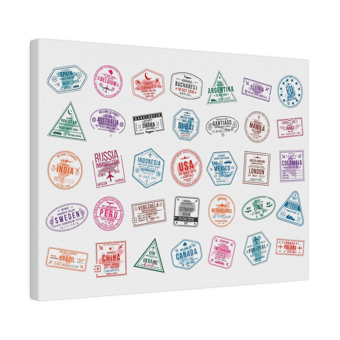 Traveller Stamps Canvas Printify