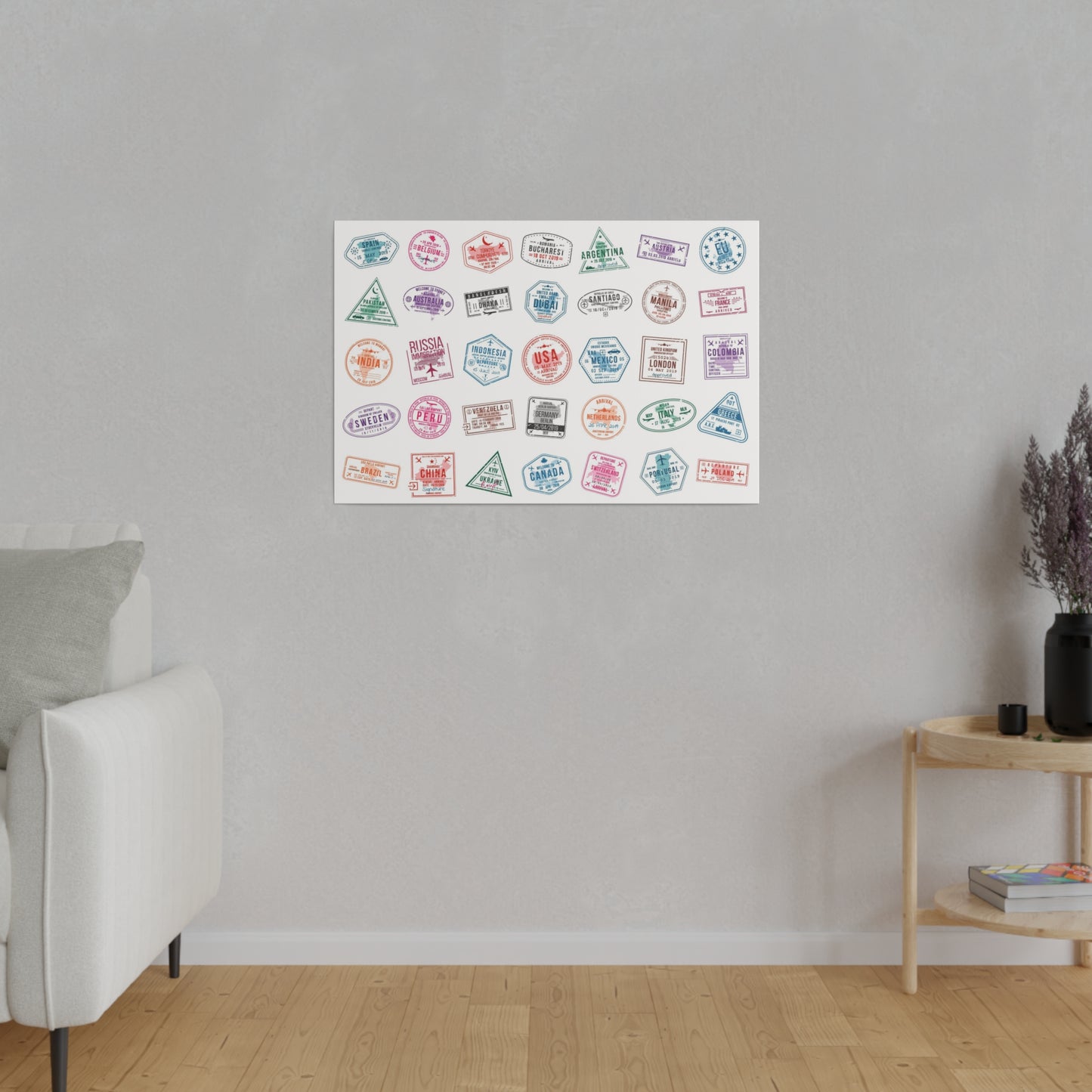 Traveller Stamps Canvas Printify
