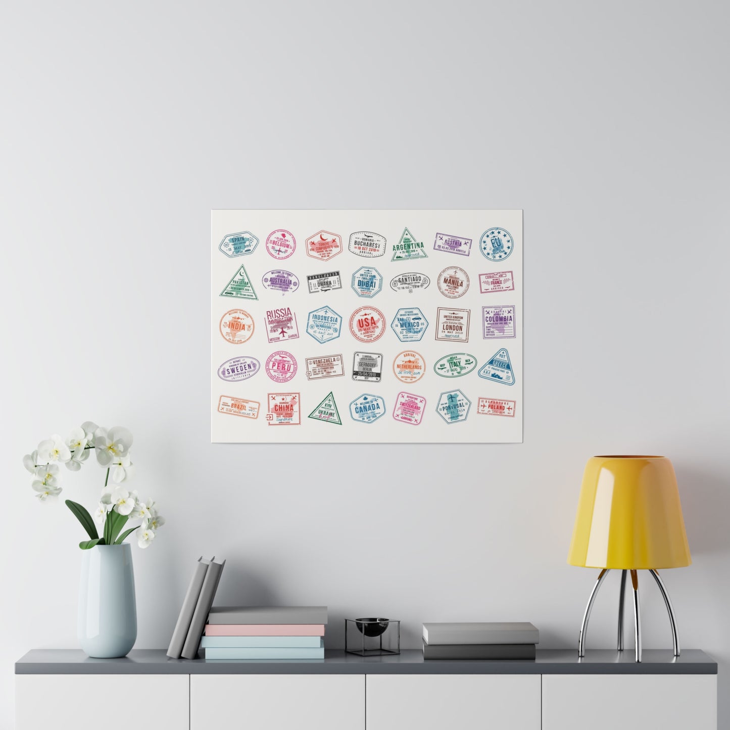 Traveller Stamps Canvas Printify
