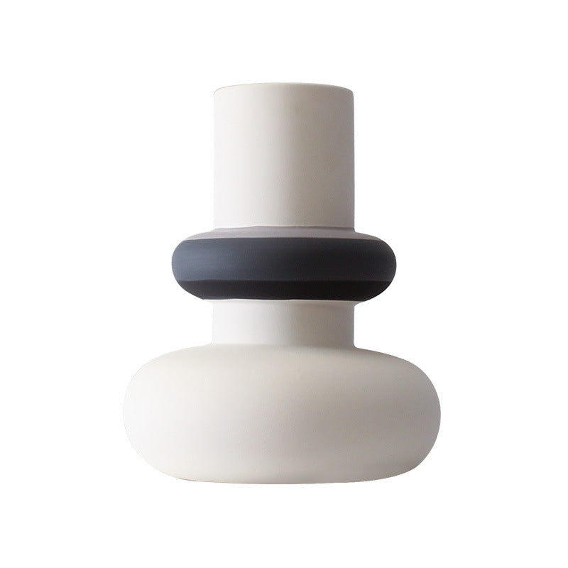 Simple Contrast Striped Ceramic Vase Londecor
