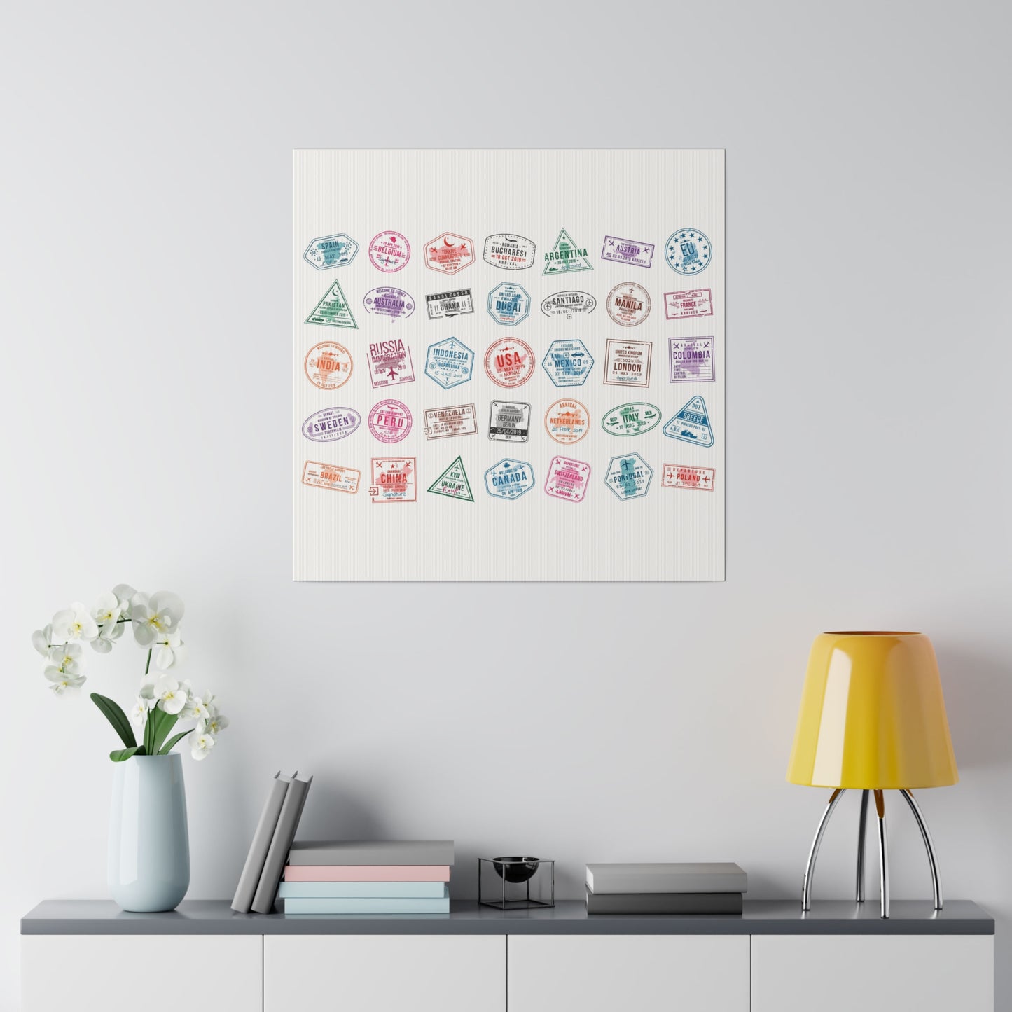 Traveller Stamps Canvas Printify
