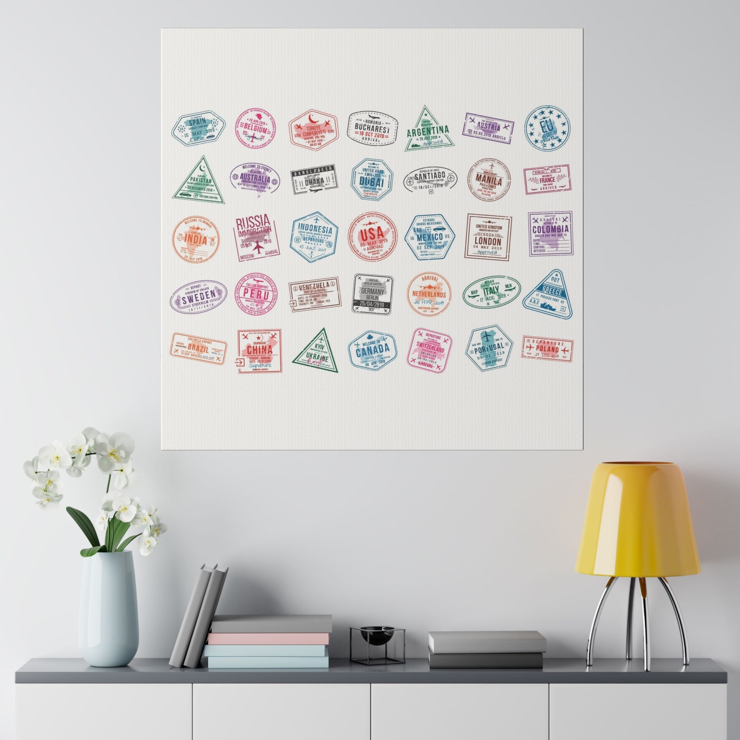Traveller Stamps Canvas Printify