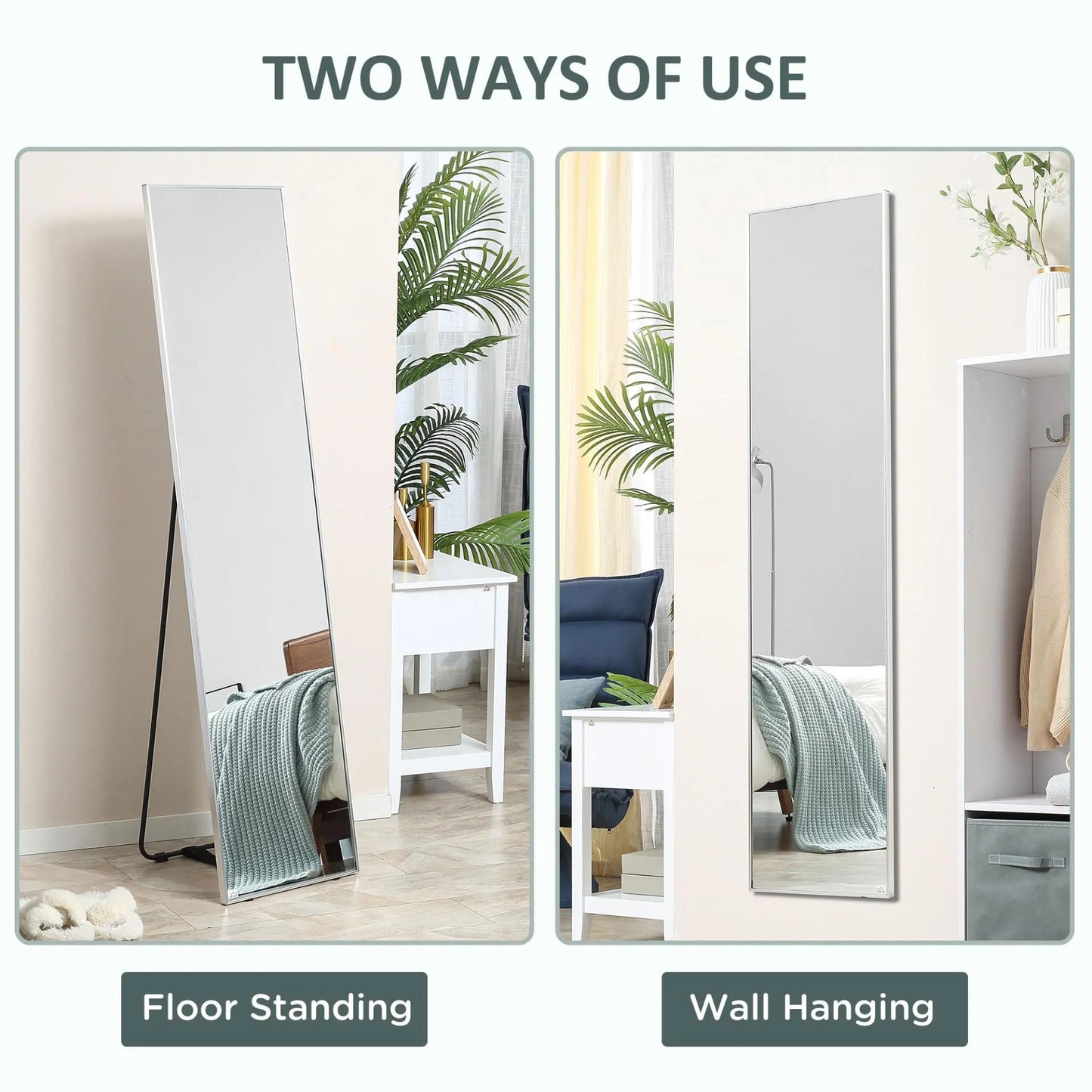 Silver Frame Full Length Mirror Londecor