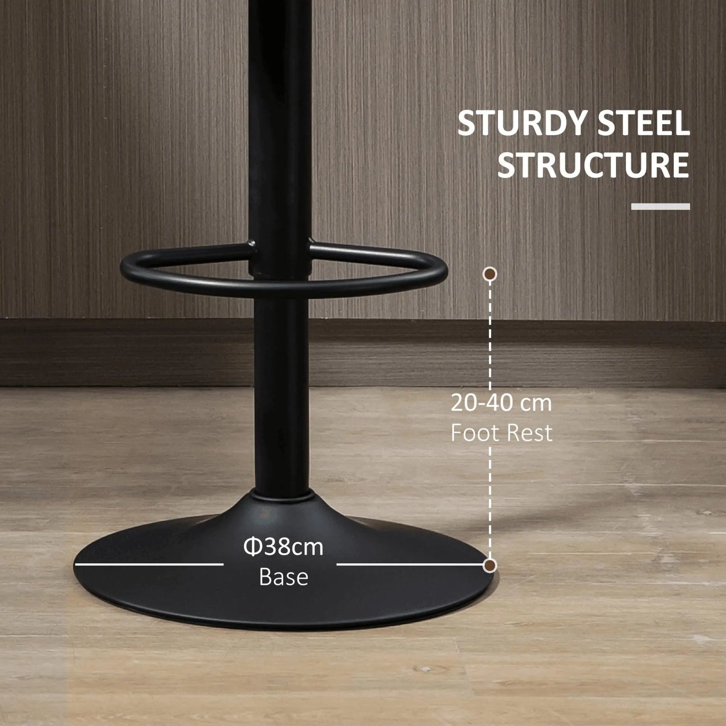 Adjustable Bar Stools Set of 2, Barstools with Footrest and Backrest. - Londecor