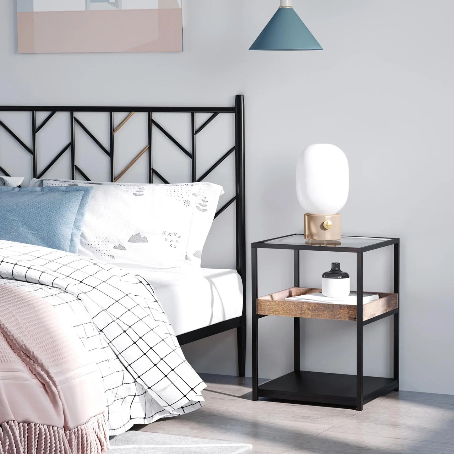 Side Table, 3-Tier End Table with Storage Shelves. Londecor