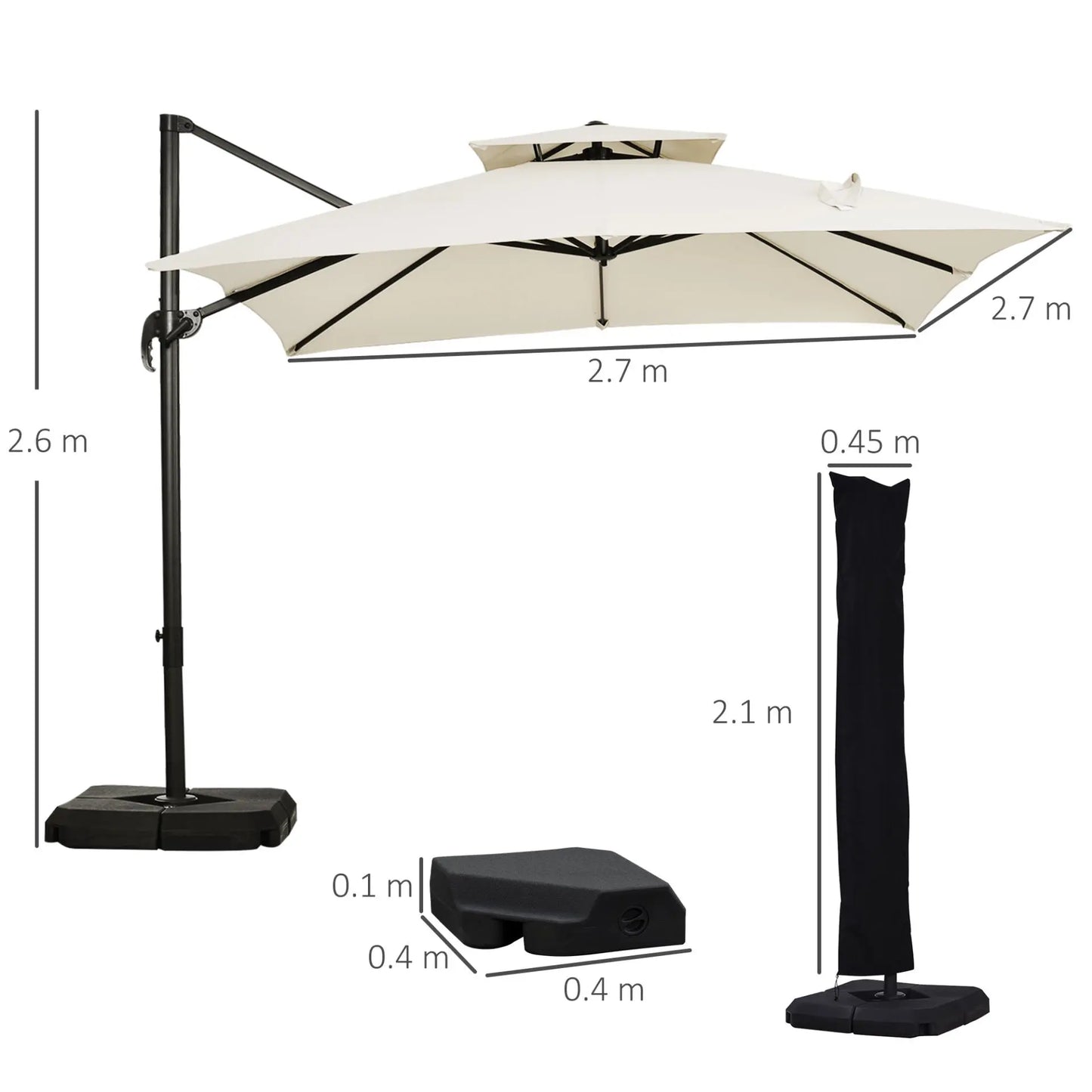 Garden Cantilever Roma Parasol with Aluminum Frame. Londecor