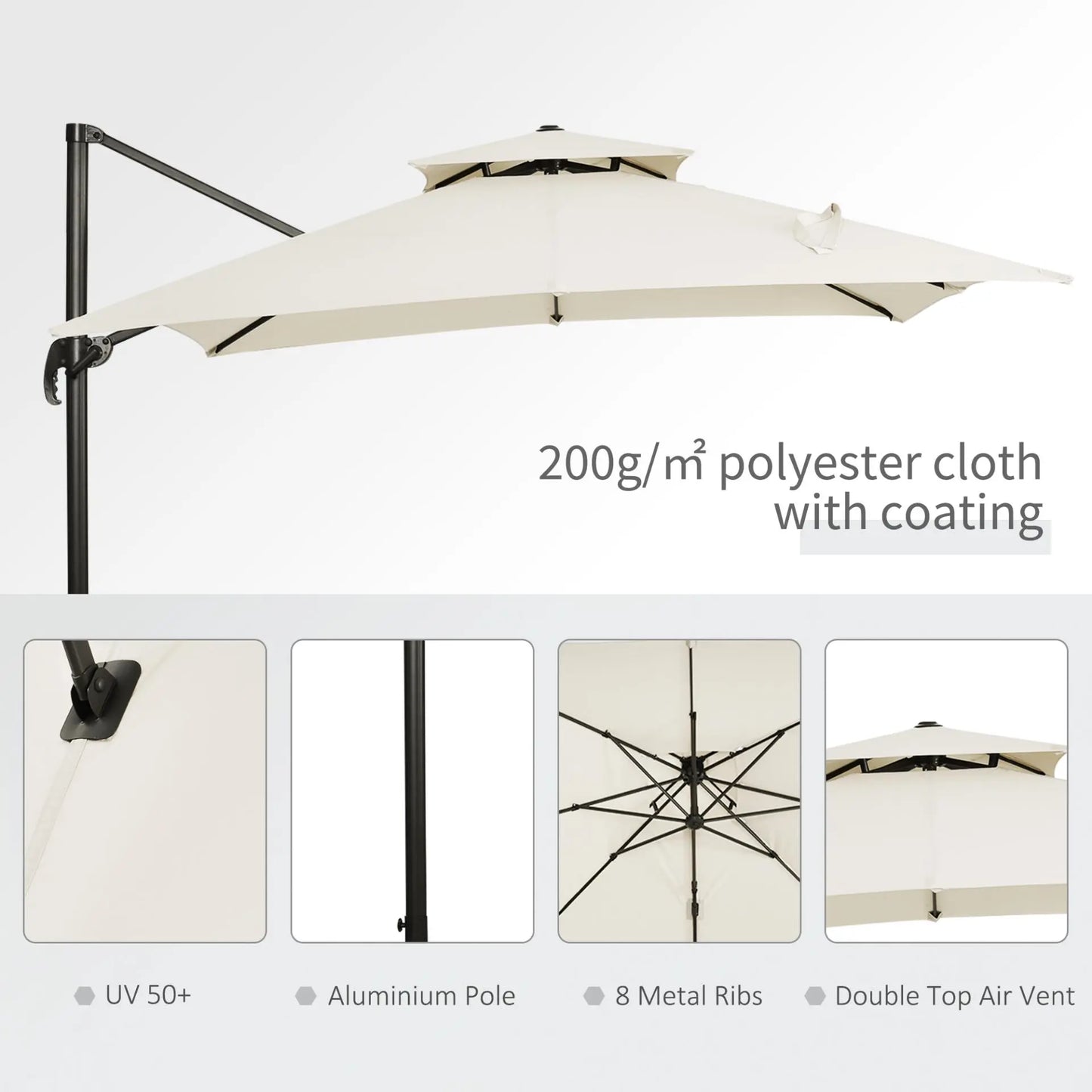 Garden Cantilever Roma Parasol with Aluminum Frame. Londecor