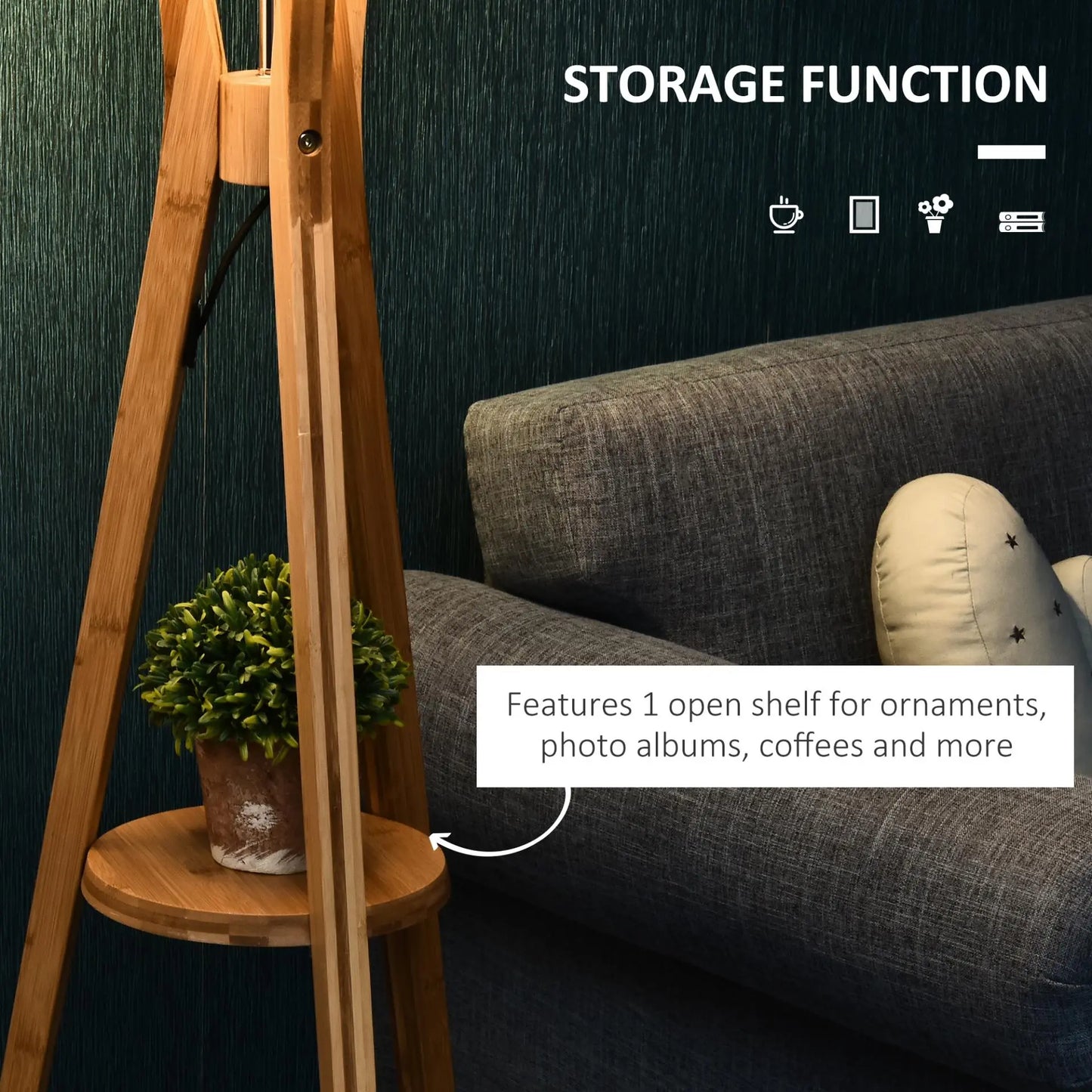 Natural Wood Tripod Floor Lamp Londecor