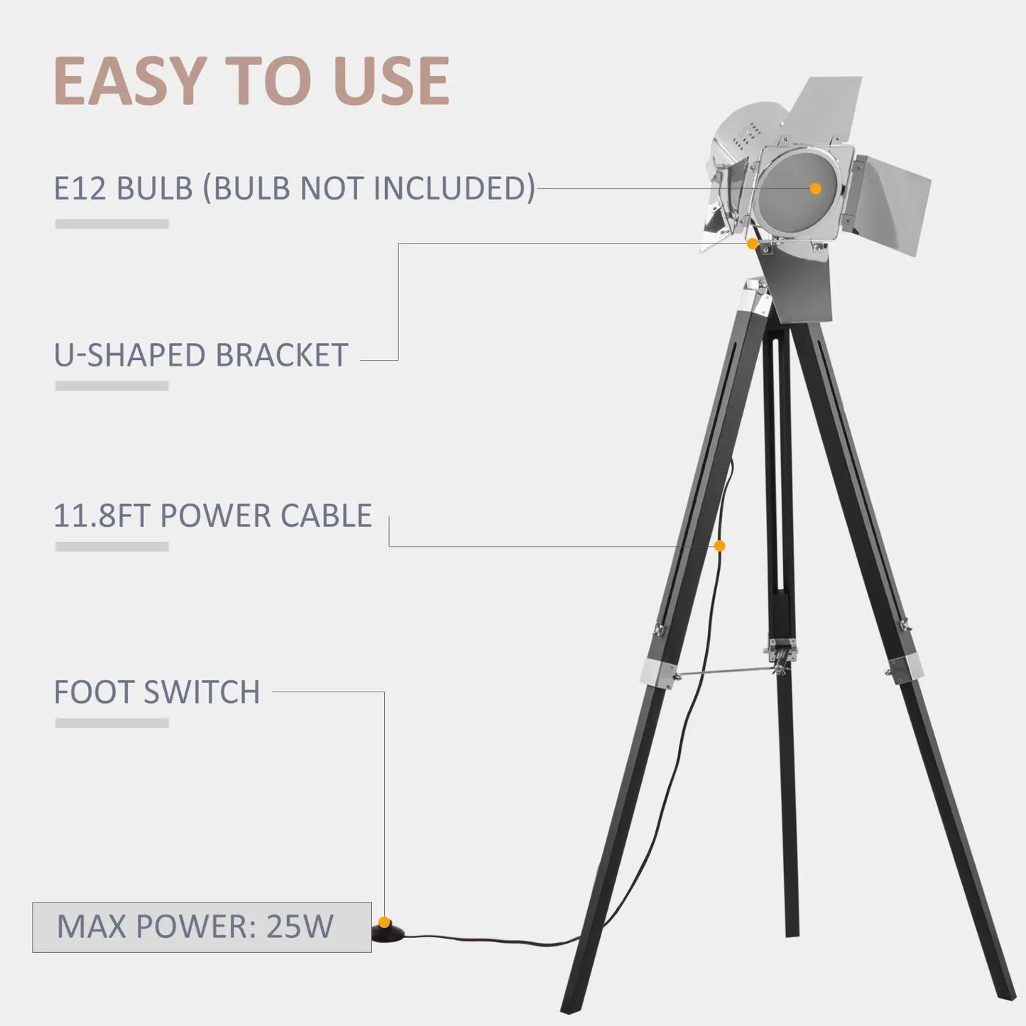 Industrial Tripod Floor Lamp. Londecor