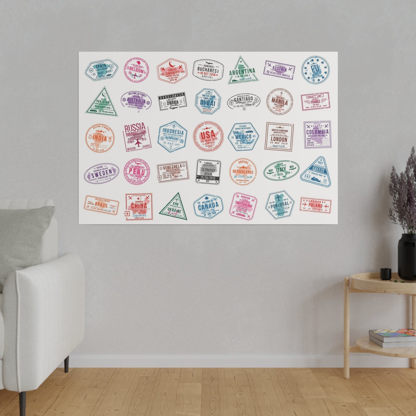 Traveller Stamps Canvas Printify