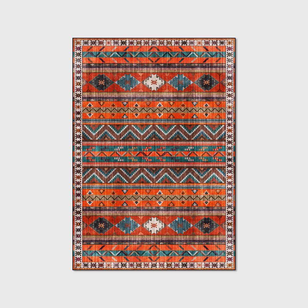 Boho Dark Orange Striped Rug