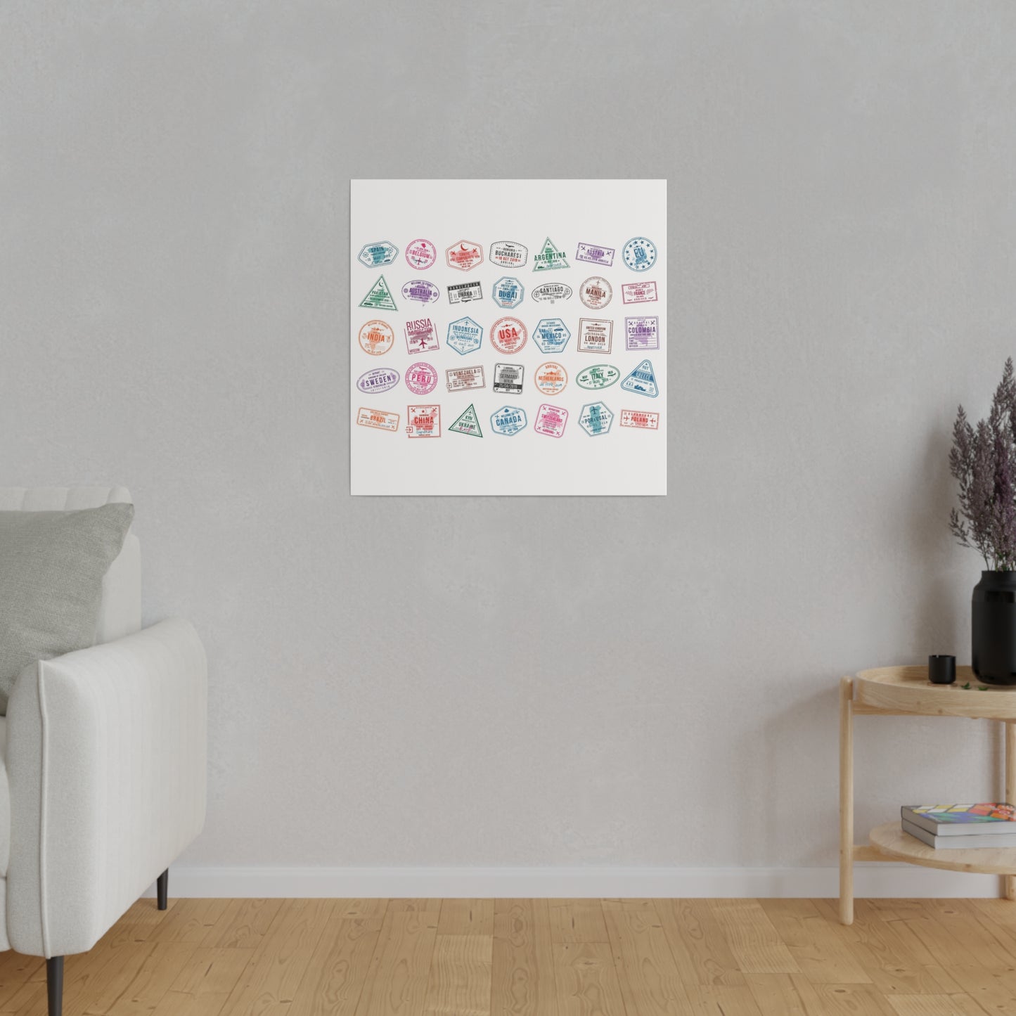 Traveller Stamps Canvas Printify