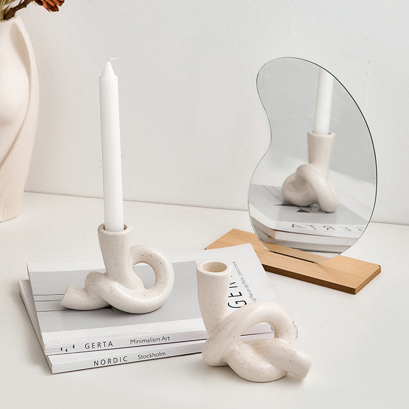 Cream Candle Holder Decoration