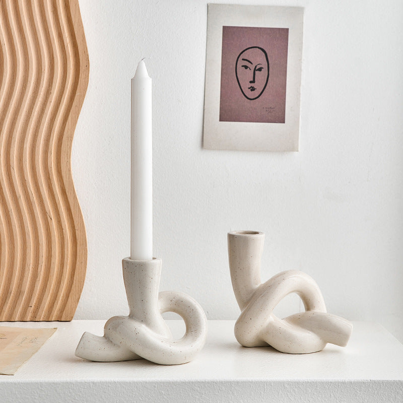 Cream Candle Holder Decoration