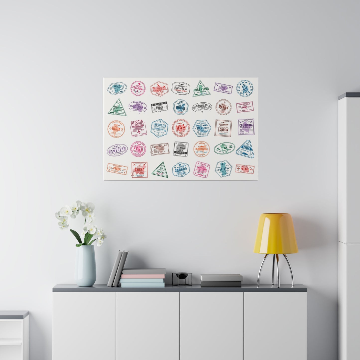 Traveller Stamps Canvas Printify