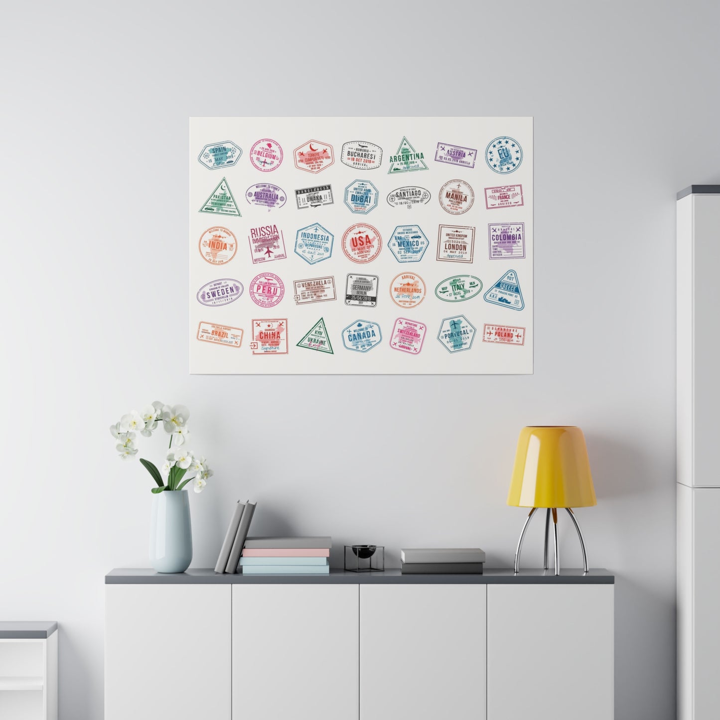 Traveller Stamps Canvas Printify