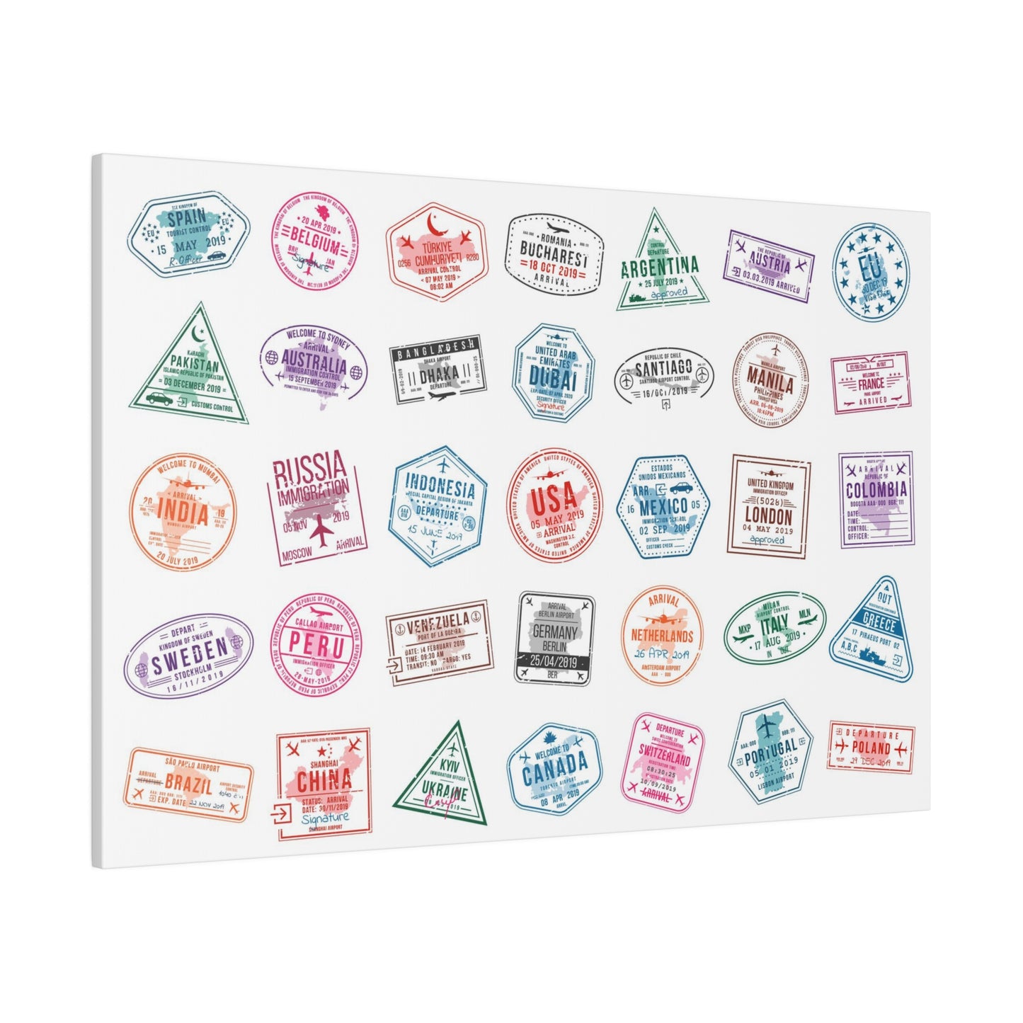 Traveller Stamps Canvas Printify