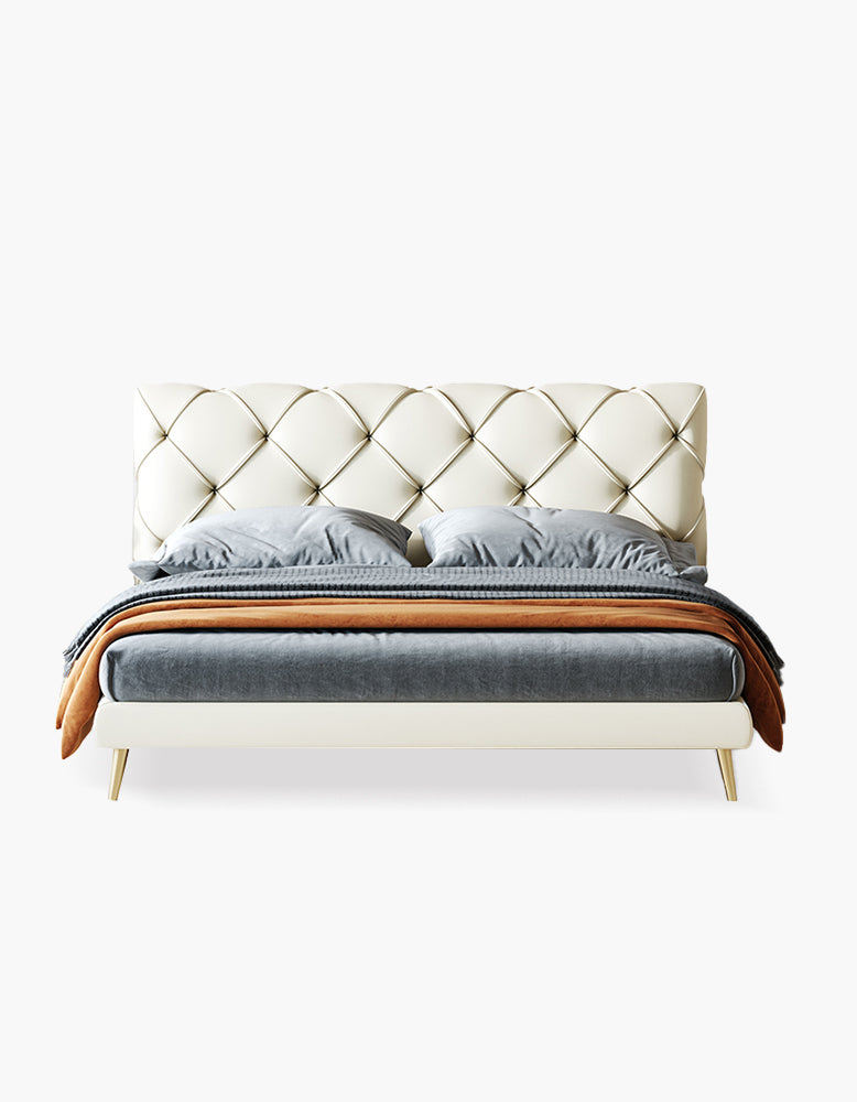 Baal King Size / Super King Size Bed, Leather, With Beside Table