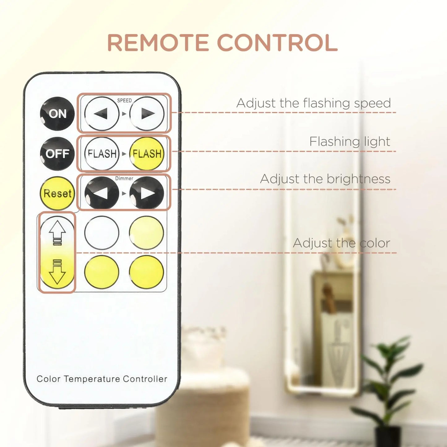 Full-Length Mirror with LED Lights and Remote Control. Londecor