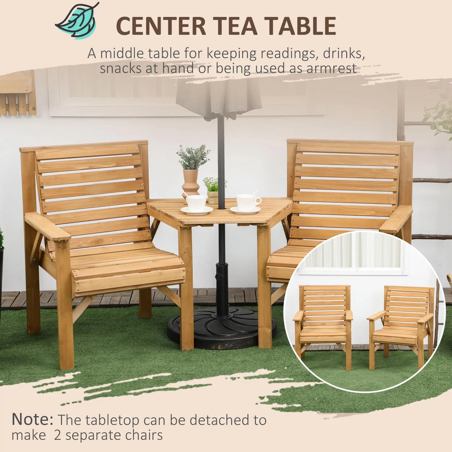 Wooden Garden Love Seat. Londecor