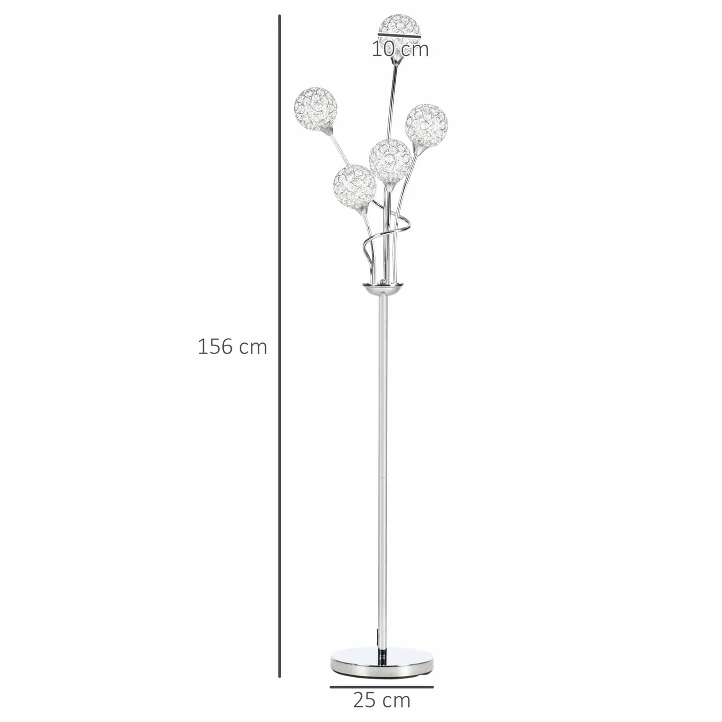 5-Light Crystal Upright Floor Lamp - Londecor