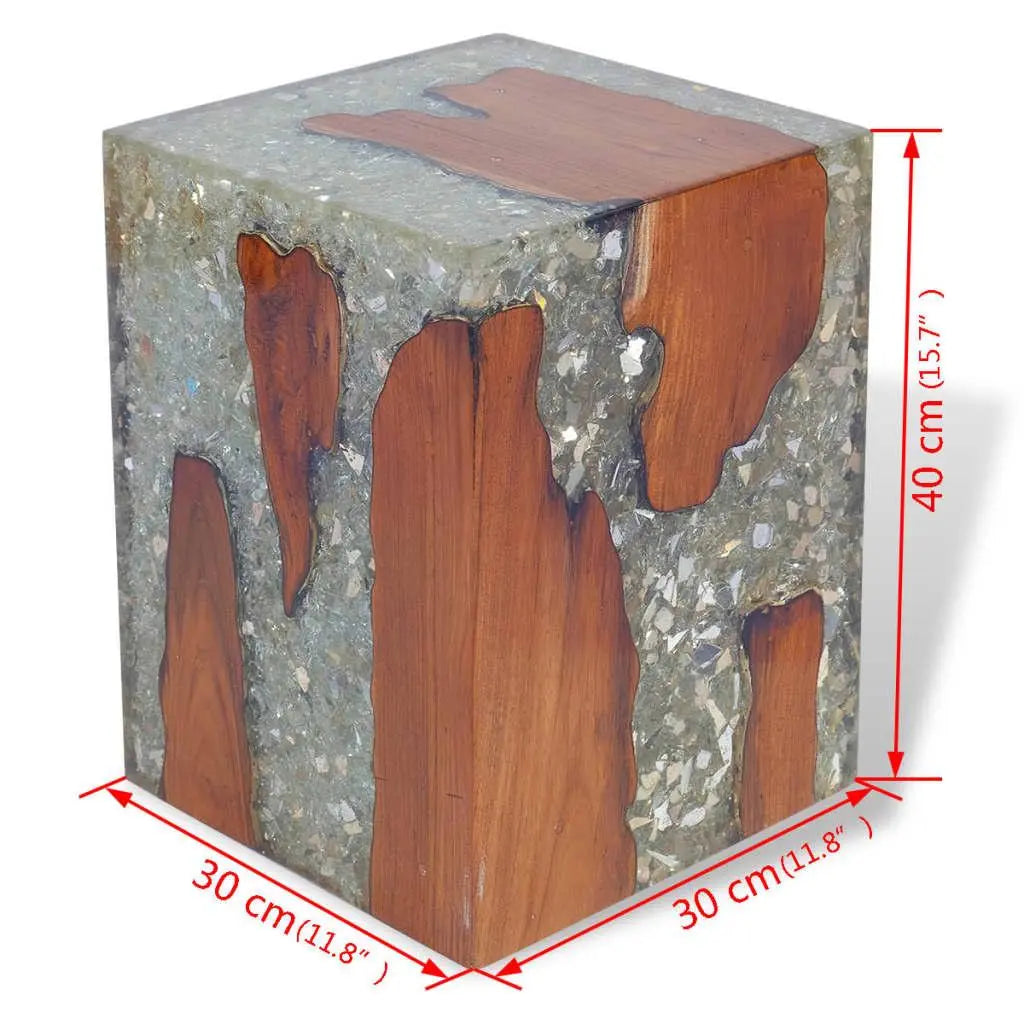 Solid Teak Wood and Resin Table Londecor