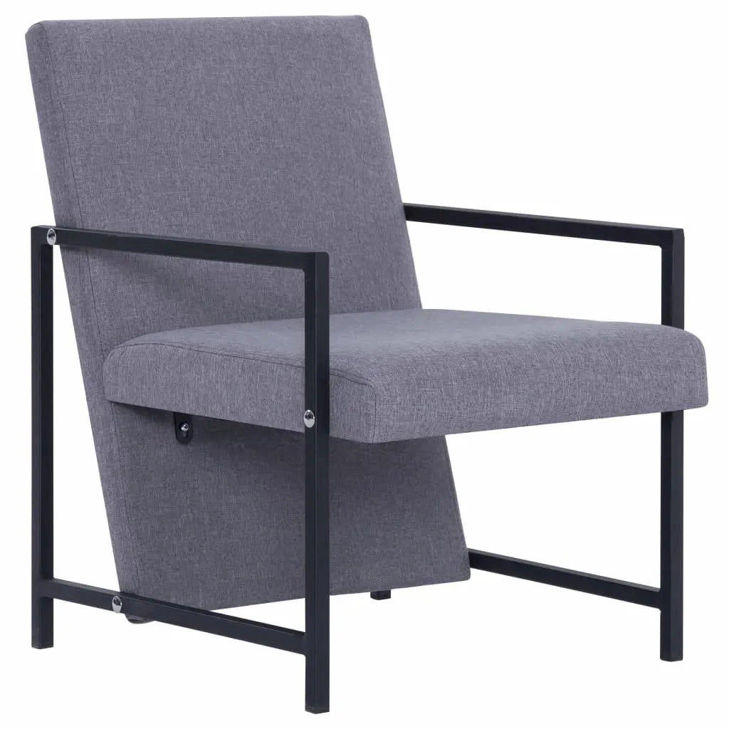 Armchair with Chrome Feet Light Grey Fabric - Londecor