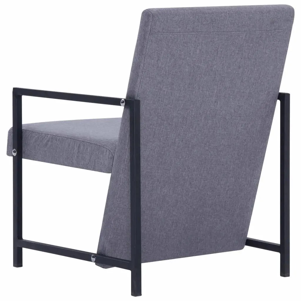 Armchair with Chrome Feet Light Grey Fabric - Londecor