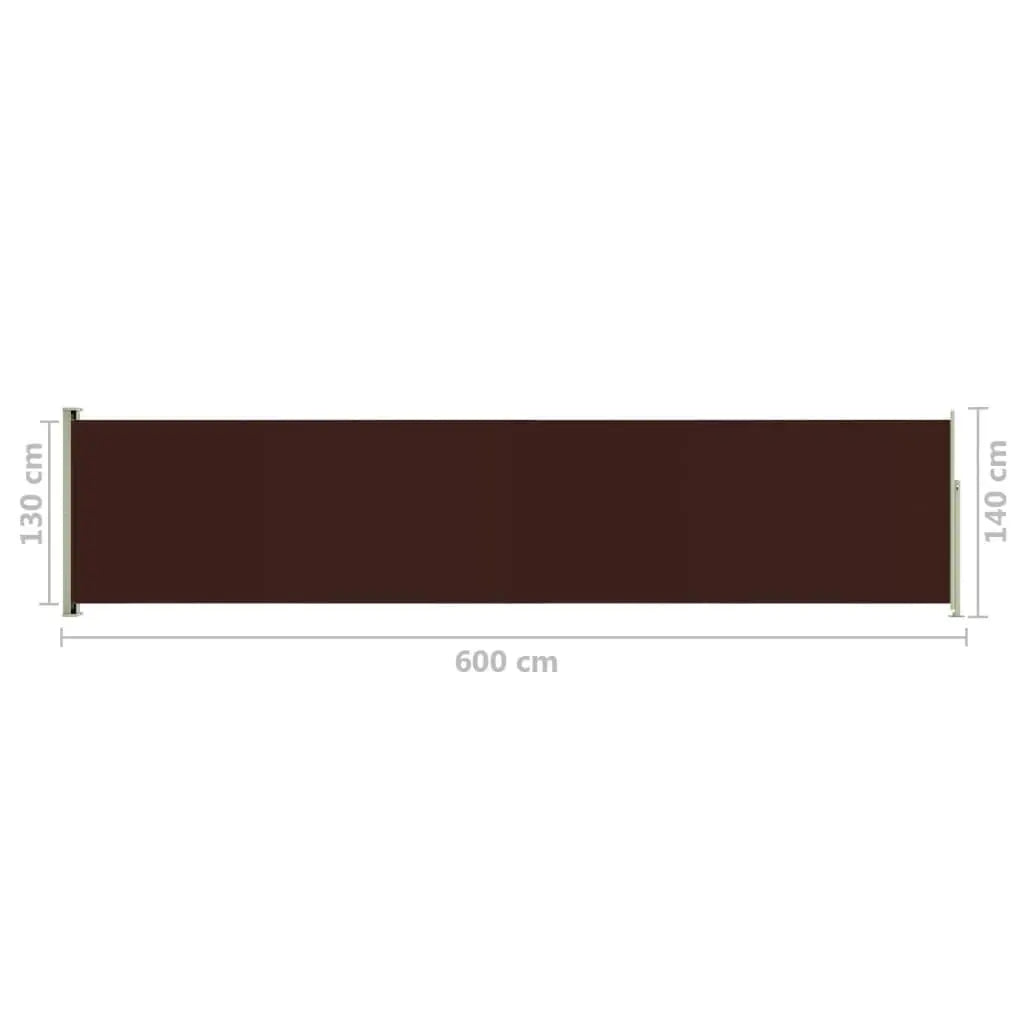 Patio Retractable Side Awning 140x600 cm Brown Londecor