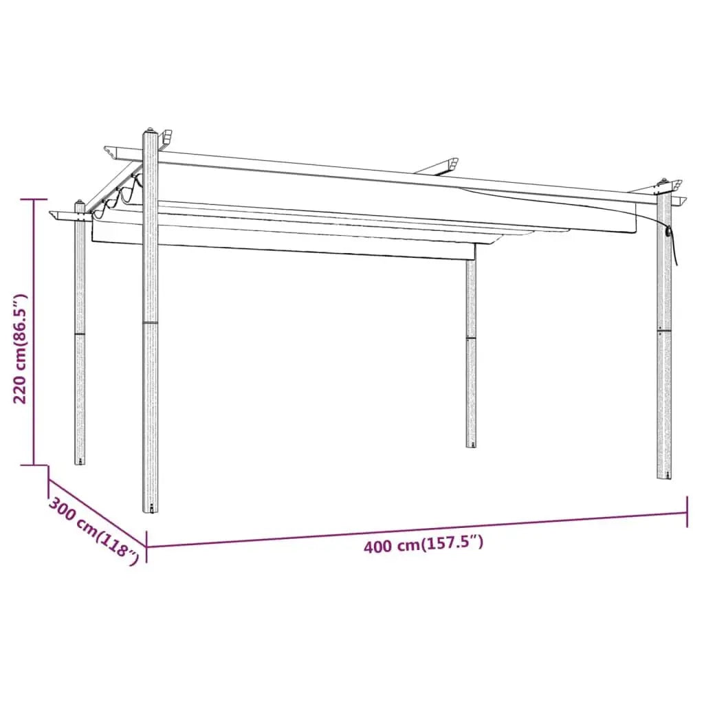 Garden Gazebo with Retractable Roof 4x3 m Anthracite Londecor
