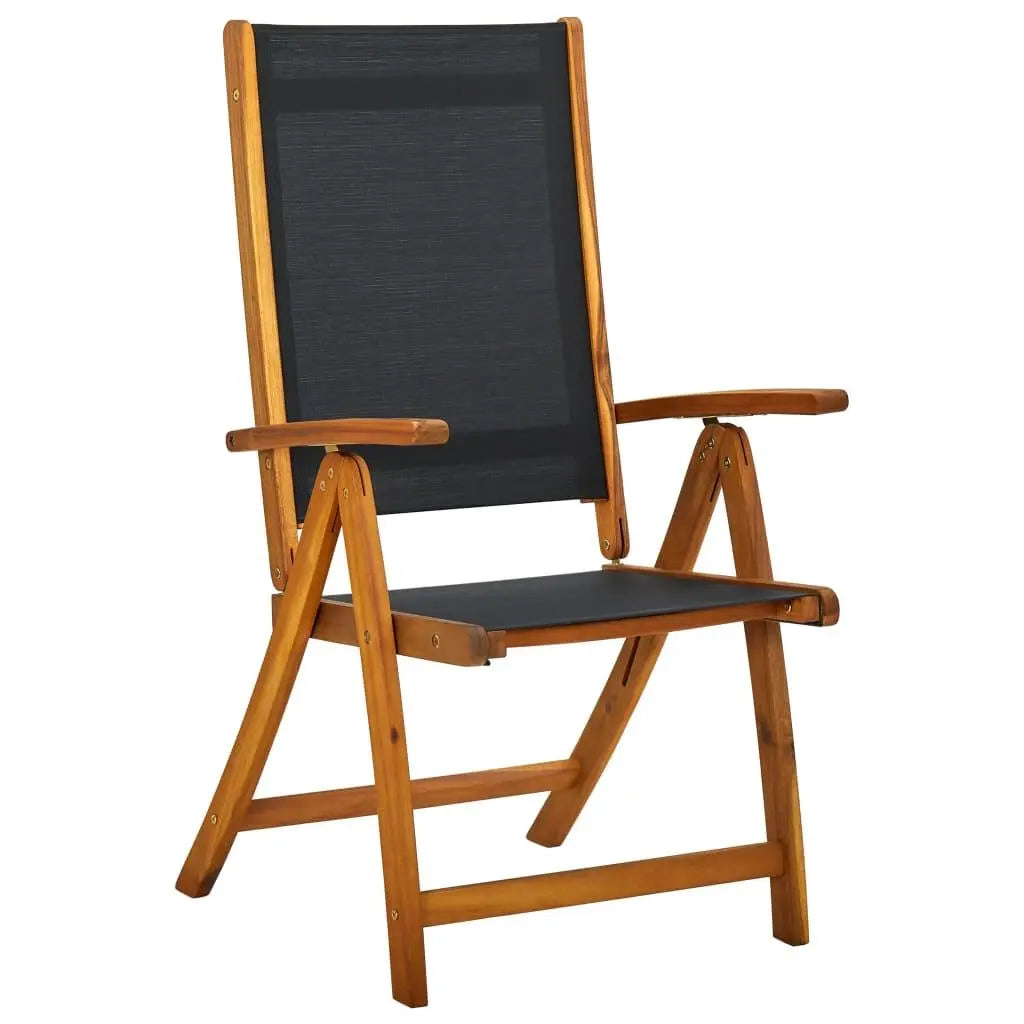 Folding Garden Chairs 2 pcs Solid Acacia Wood and Textilene - Londecor