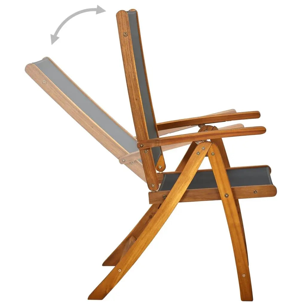 Folding Garden Chairs 2 pcs Solid Acacia Wood and Textilene - Londecor