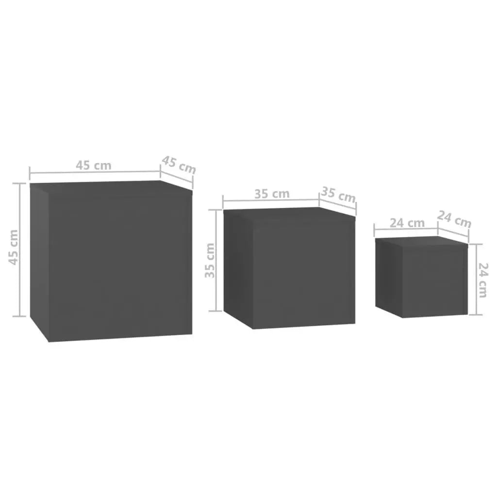 Side Tables 3 pcs Grey Engineered Wood Londecor