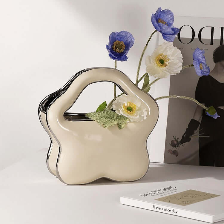 Bag Vase Home Decoration Ceramic Living Room Porch Floral Arrangement