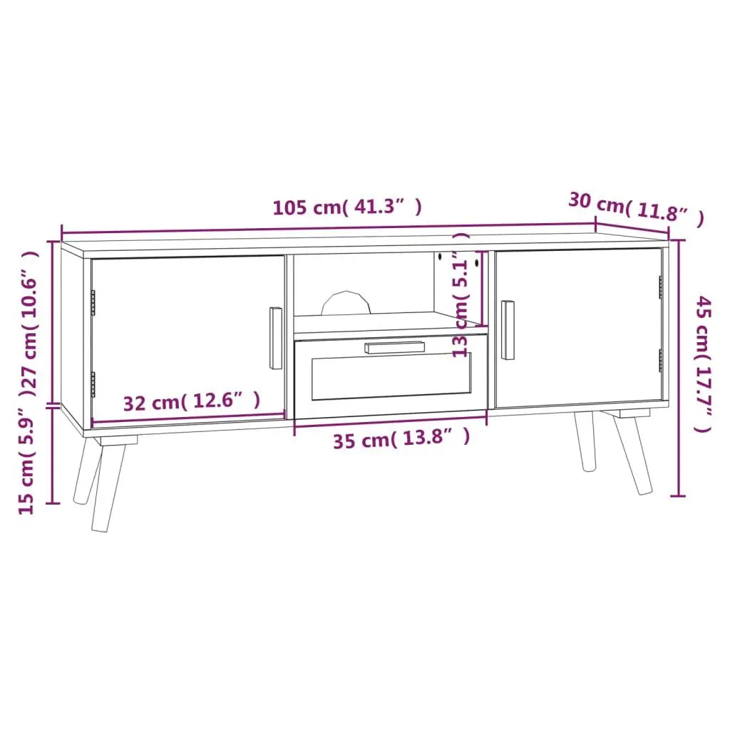 TV Cabinet with Doors 105x30x45 cm Wood Londecor