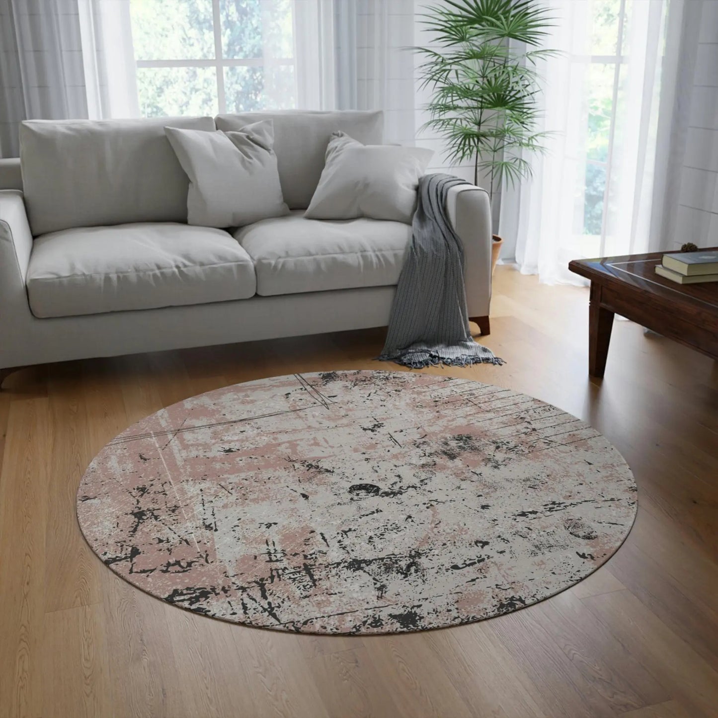 Meditation Designer Round Rug PINK Londecor