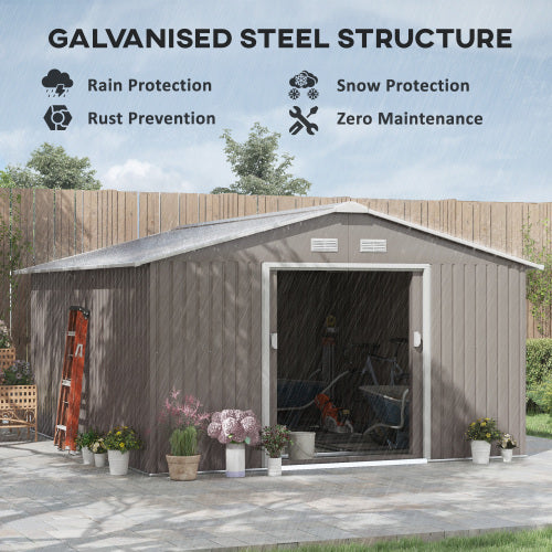 Garden Storage Shed with Base, Light Grey