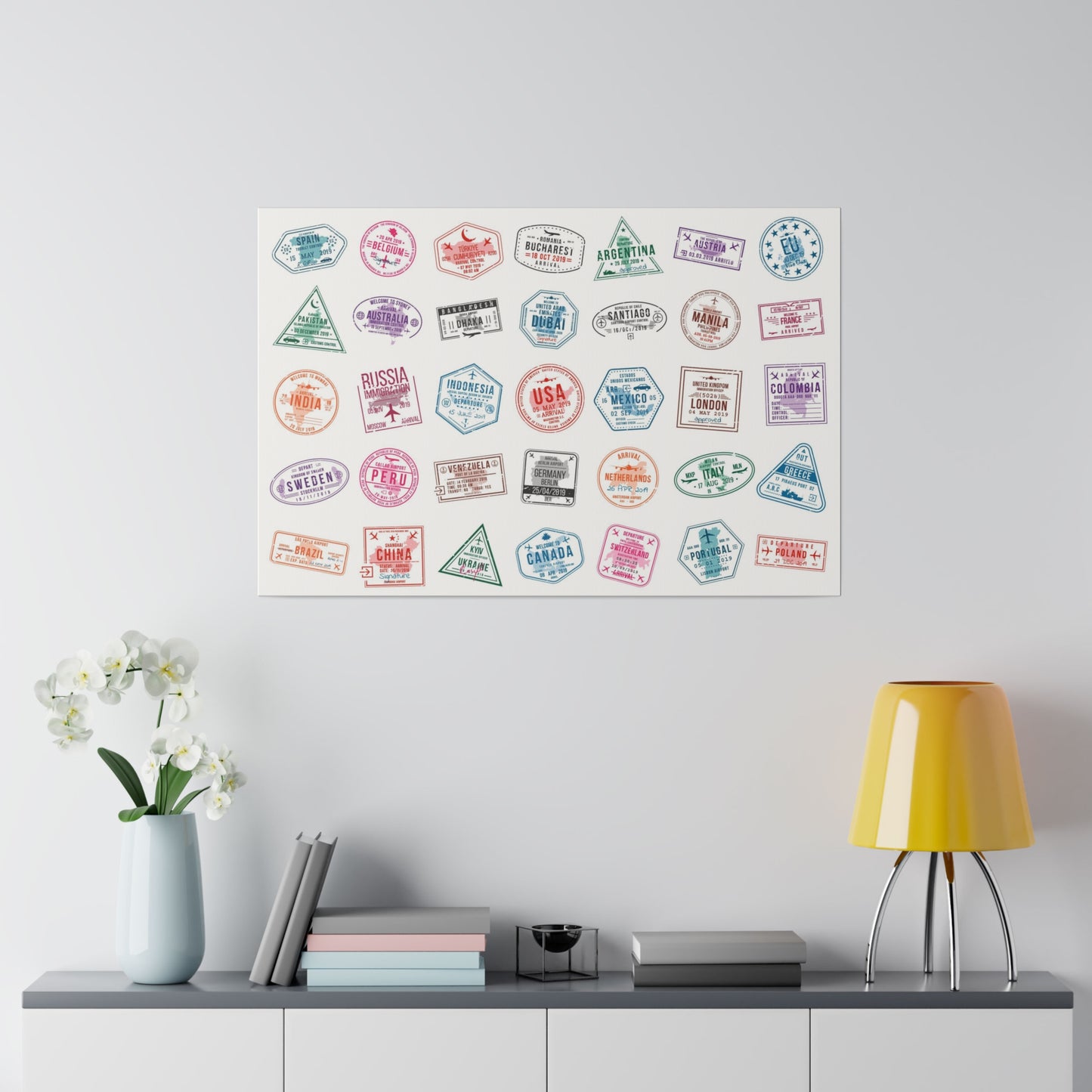Traveller Stamps Canvas Printify