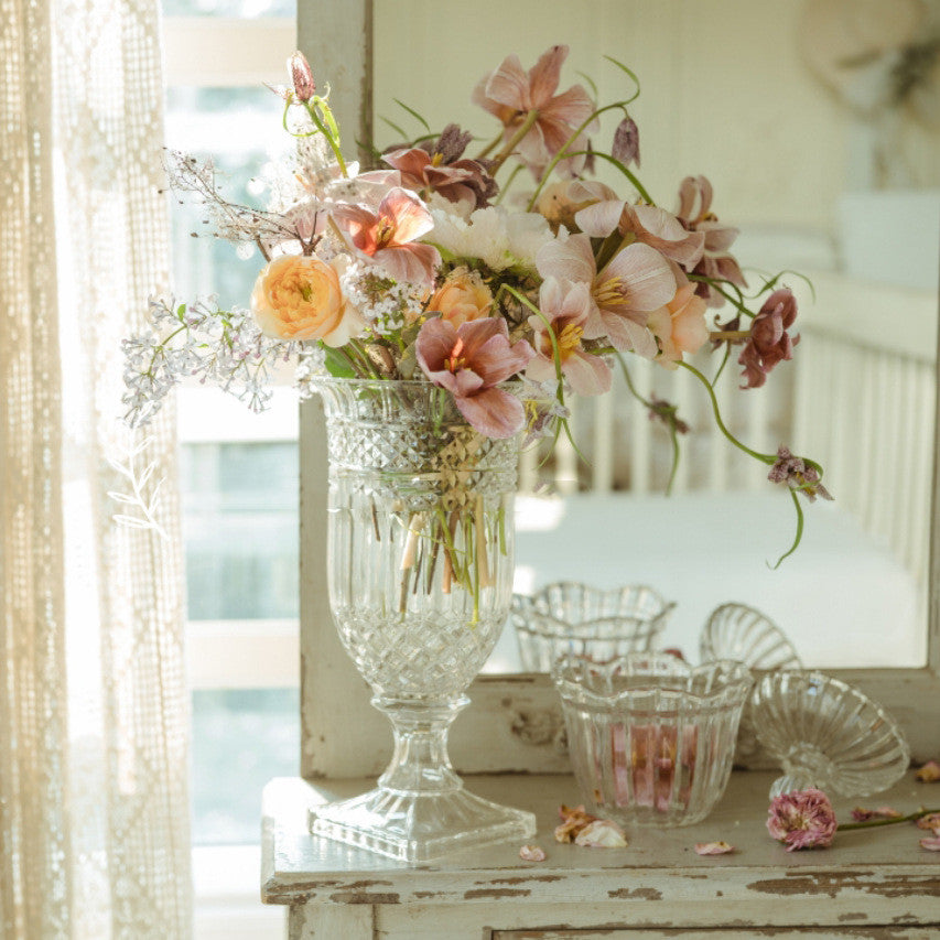Vintage Light Luxury Crystal French Transparent Glass Tall Vase Londecor