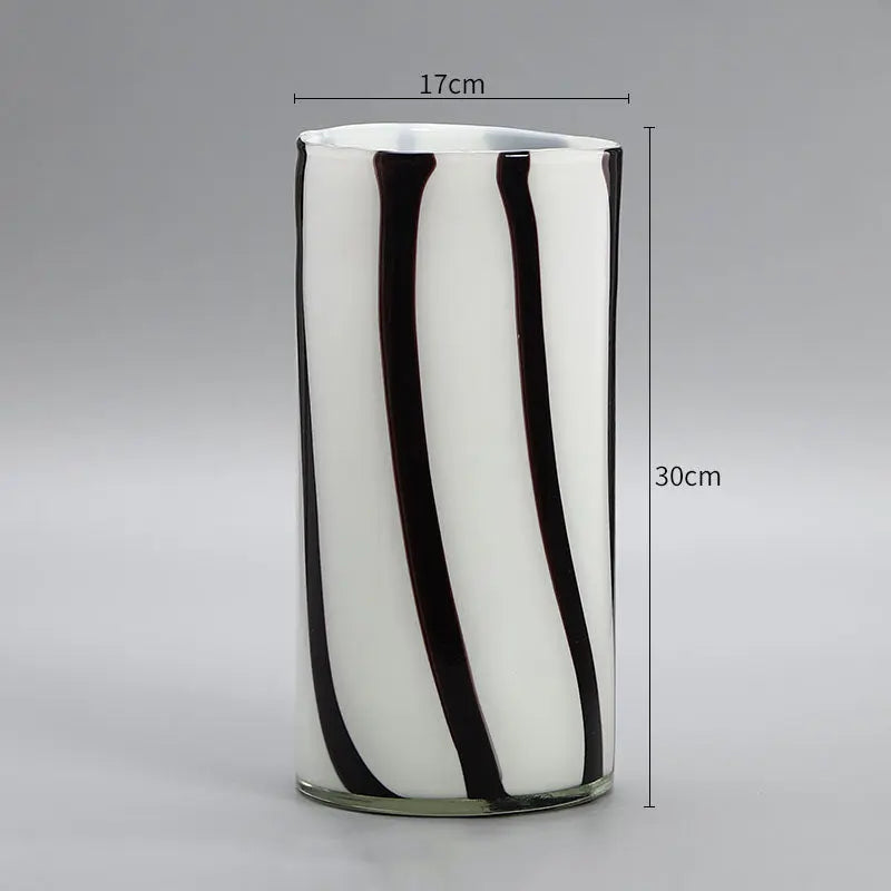 Striped Vintage Glass Living Room Vase Londecor