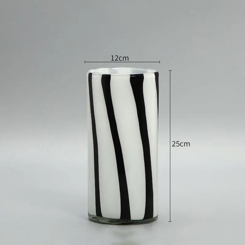 Striped Vintage Glass Living Room Vase Londecor