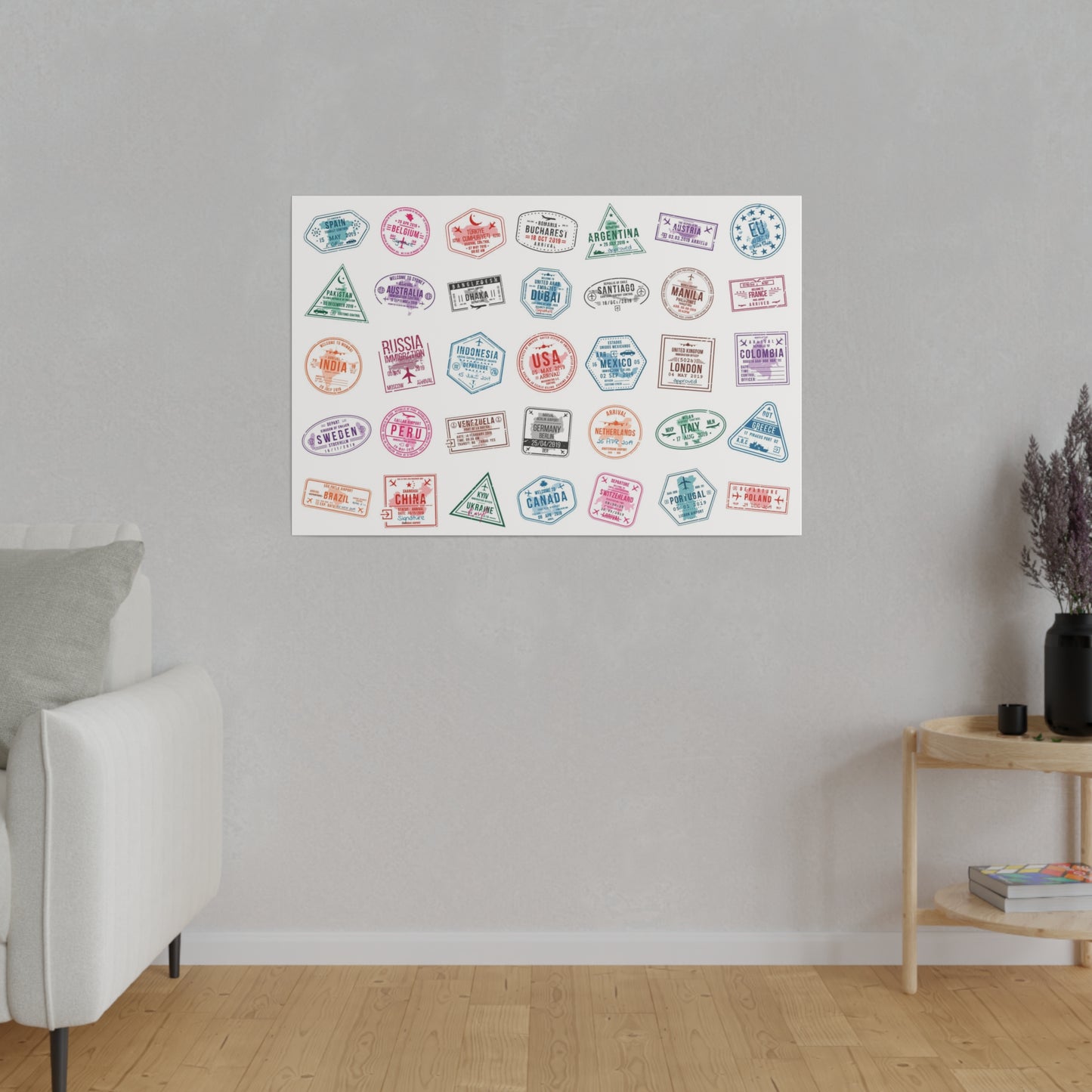 Traveller Stamps Canvas Printify