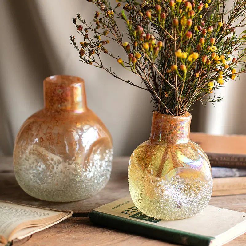 Handmade Art Bubble Glass Vase Decorative Ornaments Londecor