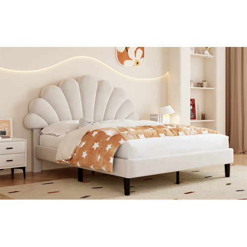 Luxe Beige Velvet Bed Frame