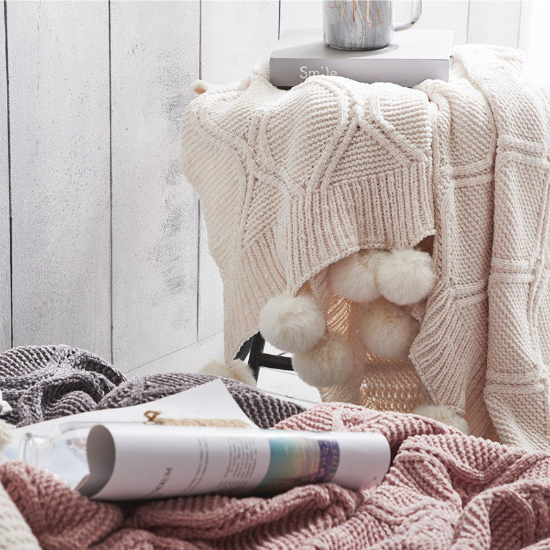 Chenille knitted blanket/Throw