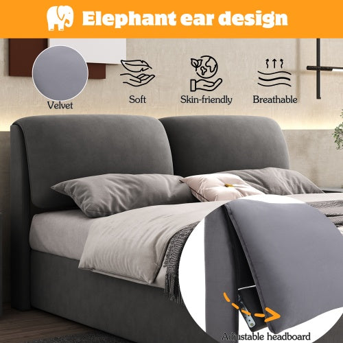 Storage Bed – Grey, Hydraulic, 3 Drawers
