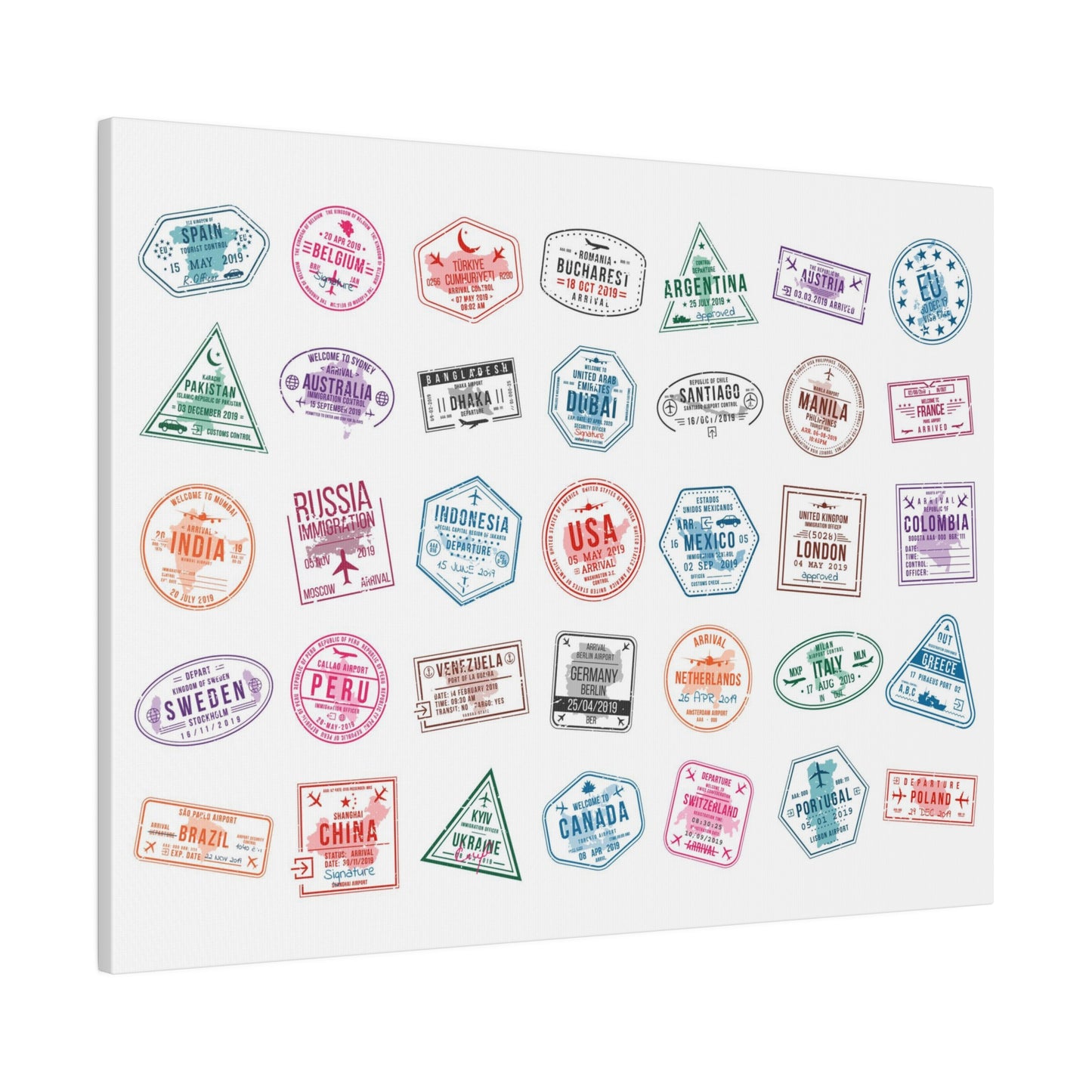 Traveller Stamps Canvas Printify